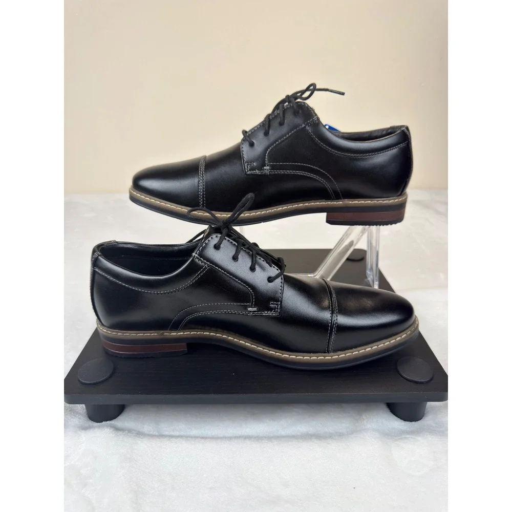Nunn Bush Westfield Mens Black Cap Toe Oxford Dress Shoes Size 9 M New Gel Work